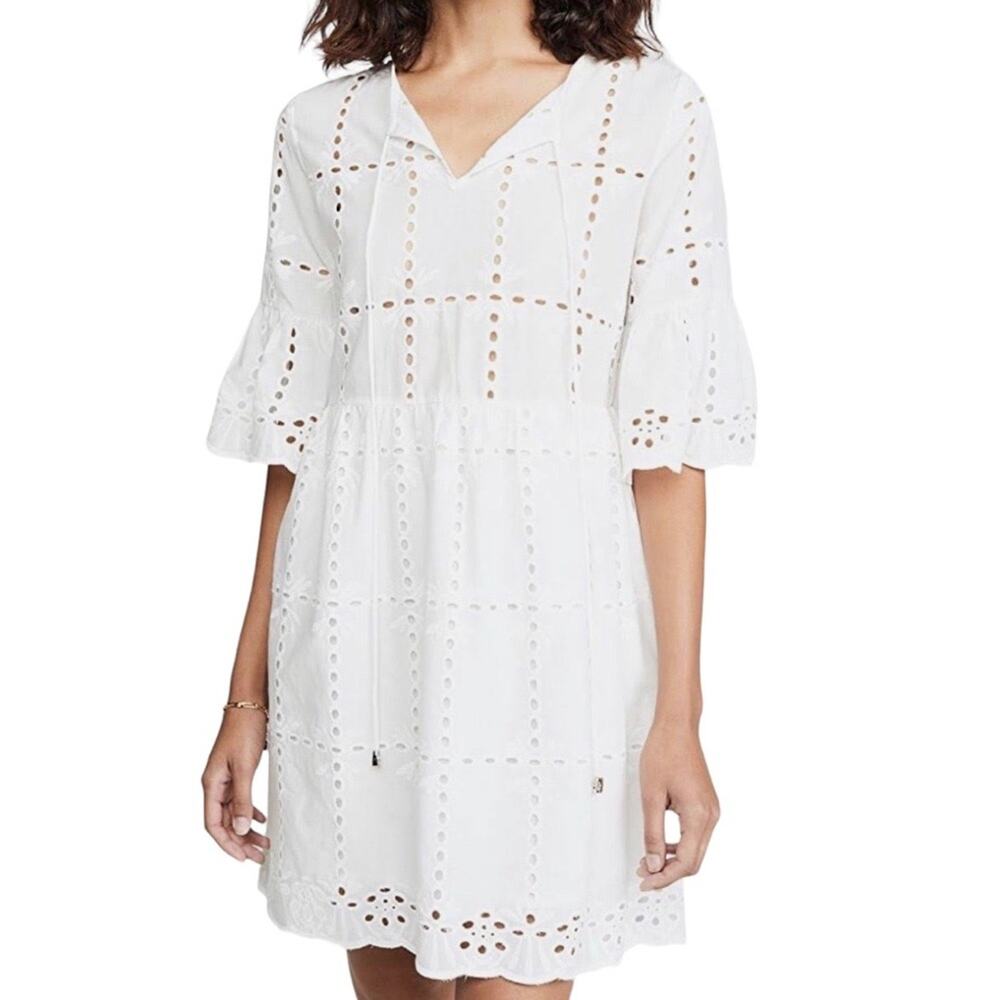 PilyQ Clarissa Eyelet White Cover Up Beach Dress XS/S